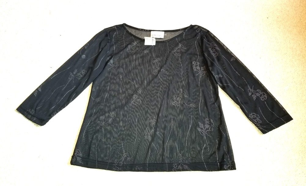 VINTAGE Y2K NWT Womens Top-FASHION BUG-black sheer whimsigoth Fairy grunge-S